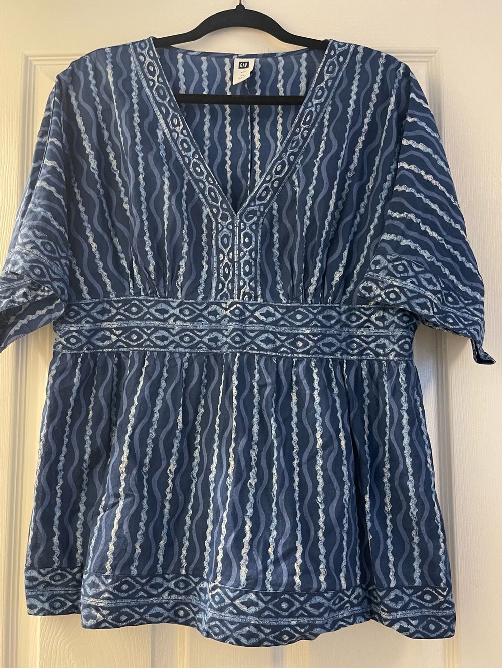 GAP Blue Printed Empire Waist Tunic Blouse – XL